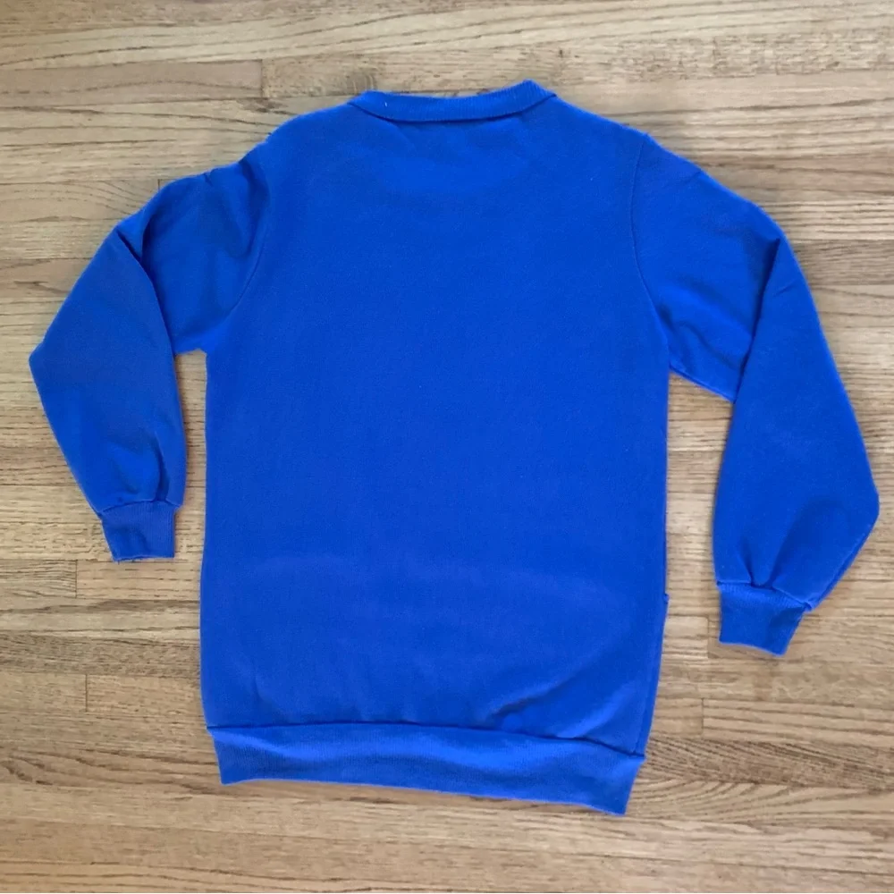 Vintage 80s Royal Blue Dolman Crewneck Tunic - Picture 7 of 10